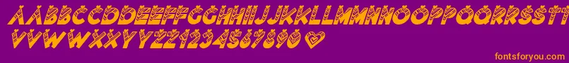 フォントLovantine Black italic – 紫色の背景にオレンジのフォント
