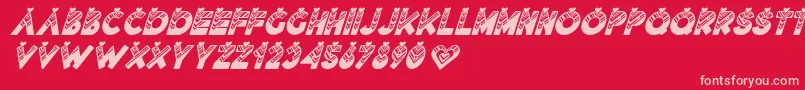 Lovantine Black italic-fontti – vaaleanpunaiset fontit punaisella taustalla