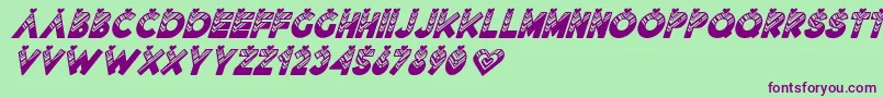 フォントLovantine Black italic – 緑の背景に紫のフォント