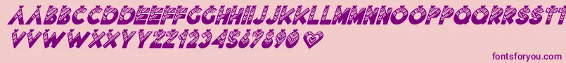 フォントLovantine Black italic – ピンクの背景に紫のフォント