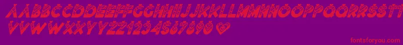 フォントLovantine Black italic – 紫の背景に赤い文字
