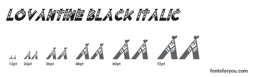 Размеры шрифта Lovantine Black italic