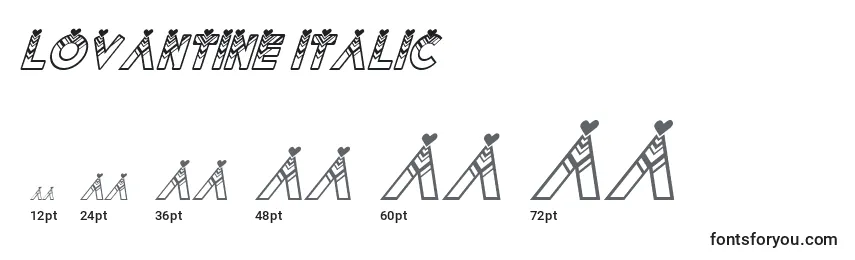 Размеры шрифта Lovantine italic