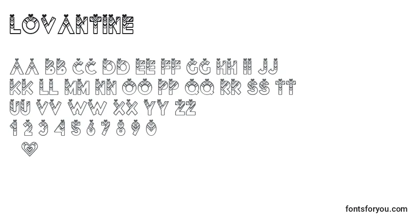 Czcionka Lovantine – alfabet, cyfry, specjalne znaki