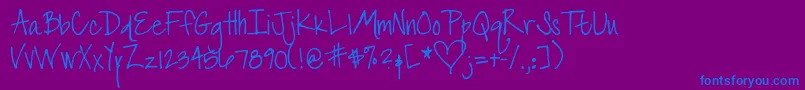 DjbTheFontThatIsLiz-fontti – siniset fontit violetilla taustalla