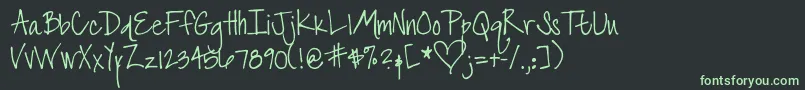 フォントDjbTheFontThatIsLiz – 黒い背景に緑の文字
