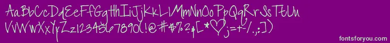 DjbTheFontThatIsLiz Font – Green Fonts on Purple Background