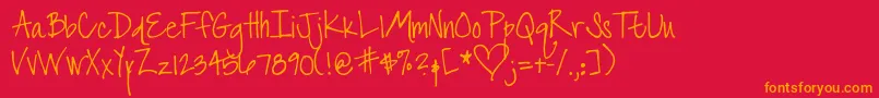 DjbTheFontThatIsLiz Font – Orange Fonts on Red Background