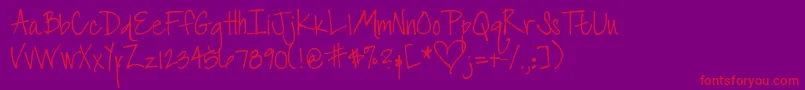 Шрифт DjbTheFontThatIsLiz – красные шрифты на фиолетовом фоне