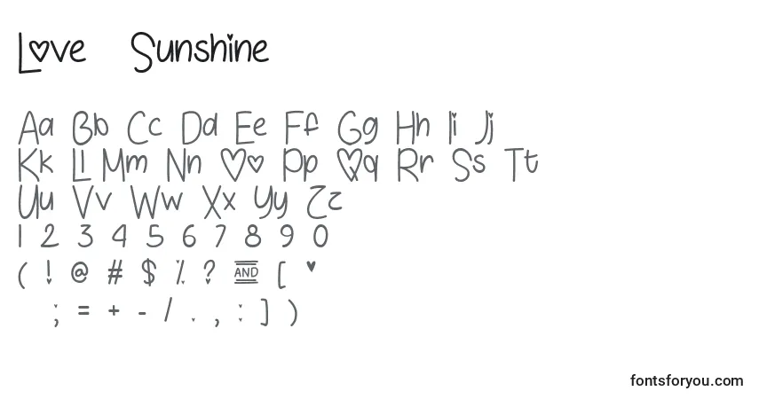 A fonte Love  Sunshine   (132950) – alfabeto, números, caracteres especiais