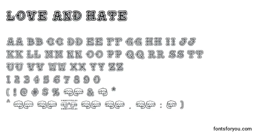 Love and Hate-fontti – aakkoset, numerot, erikoismerkit