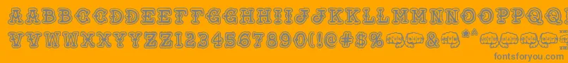 Love and Hate-Schriftart – Graue Schriften auf orangefarbenem Hintergrund