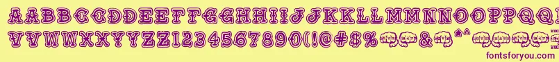 Love and Hate Font – Purple Fonts on Yellow Background