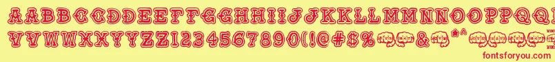 Fonte Love and Hate – fontes vermelhas em um fundo amarelo