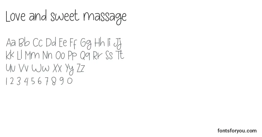 Шрифт Love and sweet massage – алфавит, цифры, специальные символы