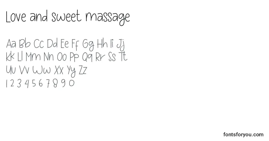 A fonte Love and sweet massage (132955) – alfabeto, números, caracteres especiais