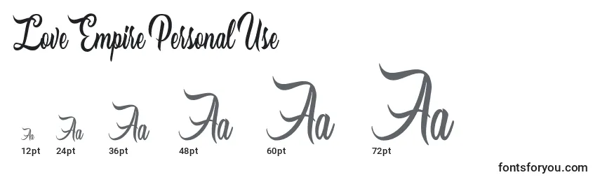 Love Empire Personal Use Font Sizes