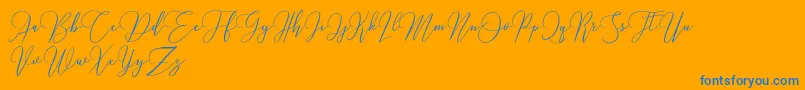 Love Hewits   Demo-Schriftart – Blaue Schriften auf orangefarbenem Hintergrund