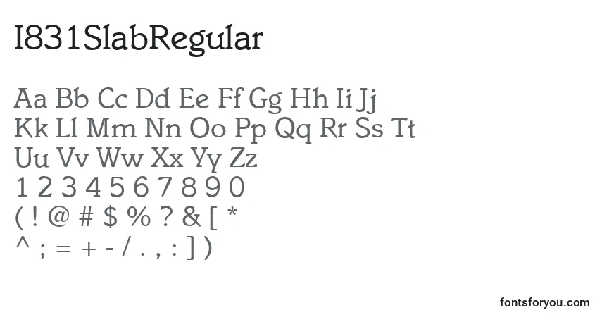 I831SlabRegular-fontti – aakkoset, numerot, erikoismerkit