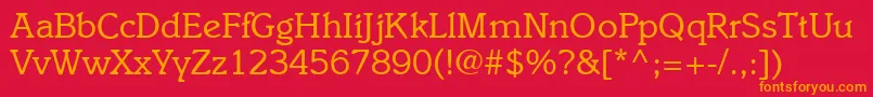 I831SlabRegular Font – Orange Fonts on Red Background