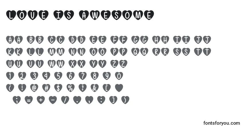 Fuente Love is Awesome   - alfabeto, números, caracteres especiales
