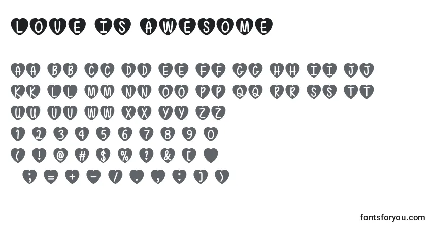 Шрифт Love is Awesome   (132961) – алфавит, цифры, специальные символы