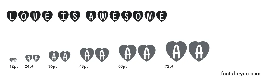 Размеры шрифта Love is Awesome   (132961)