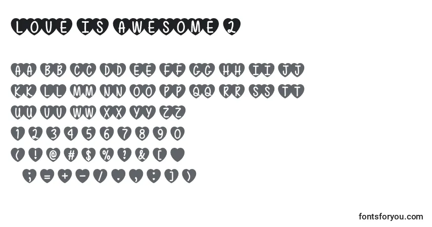 Шрифт Love is Awesome 2   – алфавит, цифры, специальные символы
