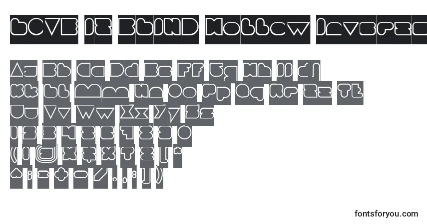 Schriftart LOVE IS BLIND Hollow Inverse – Alphabet, Zahlen, spezielle Symbole