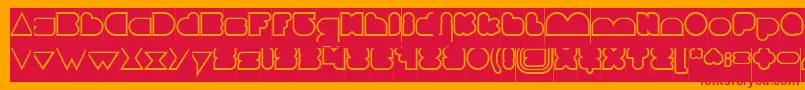 フォントLOVE IS BLIND Hollow Inverse – オレンジの背景に赤い文字