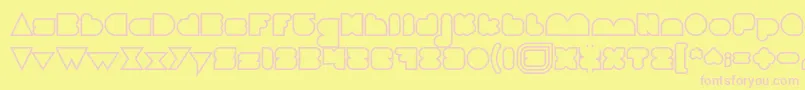 フォントLOVE IS BLIND Hollow – ピンクのフォント、黄色の背景