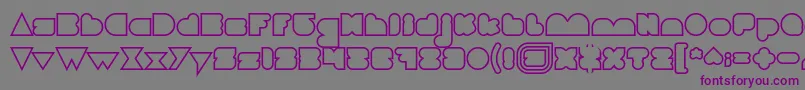 フォントLOVE IS BLIND Hollow – 紫色のフォント、灰色の背景