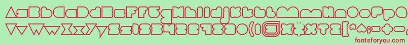 フォントLOVE IS BLIND Hollow – 赤い文字の緑の背景