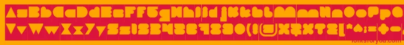 LOVE IS BLIND Inverse-Schriftart – Rote Schriften auf orangefarbenem Hintergrund