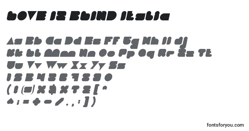 LOVE IS BLIND Italic-fontti – aakkoset, numerot, erikoismerkit