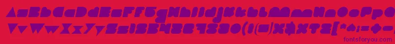 フォントLOVE IS BLIND Italic – 赤い背景に紫のフォント