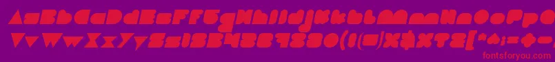Czcionka LOVE IS BLIND Italic – czerwone czcionki na fioletowym tle