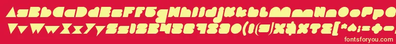 Fonte LOVE IS BLIND Italic – fontes amarelas em um fundo vermelho