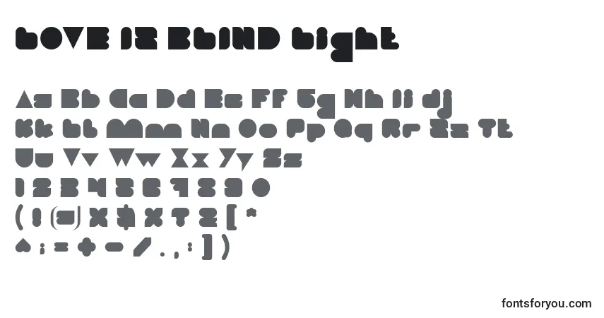 LOVE IS BLIND Light Font – alphabet, numbers, special characters