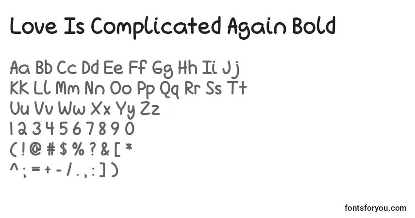 Шрифт Love Is Complicated Again Bold   (132975) – алфавит, цифры, специальные символы