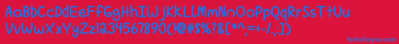 フォントLove Is Complicated Again Bold   – 赤い背景に青い文字