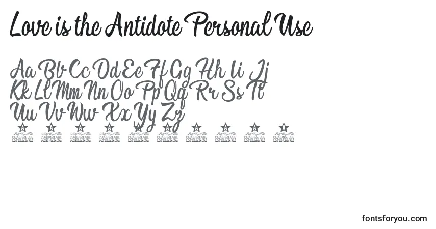 Fuente Love is the Antidote Personal Use  - alfabeto, números, caracteres especiales