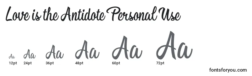 Love is the Antidote Personal Use  Font Sizes