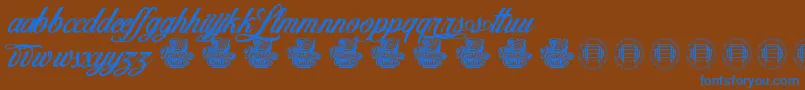 Love Letters-Schriftart – Blaue Schriften auf braunem Hintergrund
