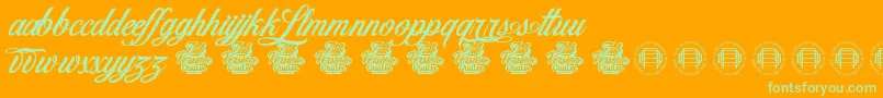 Fonte Love Letters – fontes verdes em um fundo laranja