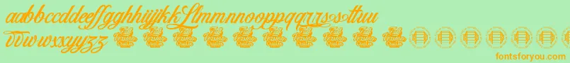 Więcej informacji o czcionce Love Letters Czcionka Love Letters – pomarańczowe czcionki na zielonym tle