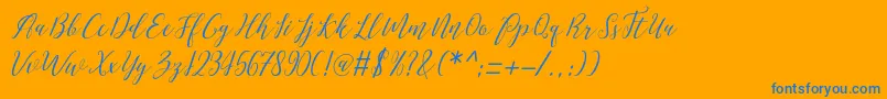 Love Malia Font – Blue Fonts on Orange Background