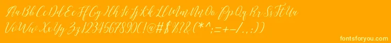 Love Malia-Schriftart – Gelbe Schriften auf orangefarbenem Hintergrund