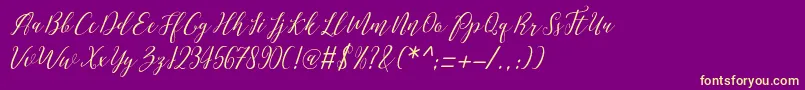 Love Malia-Schriftart – Gelbe Schriften auf violettem Hintergrund