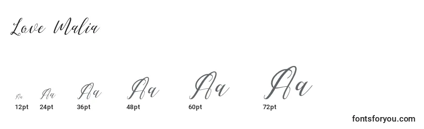 Love Malia Font Sizes